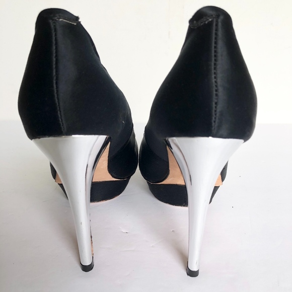 ABS Atlas Black Satin Platform Silver Heels - 8.5 - Picture 8 of 8